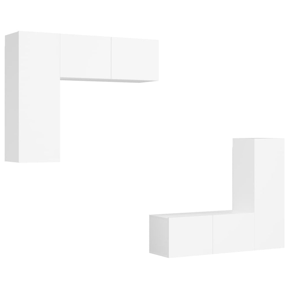 vidaXL 4-Piece TV Cabinet Set White Engineered Wood