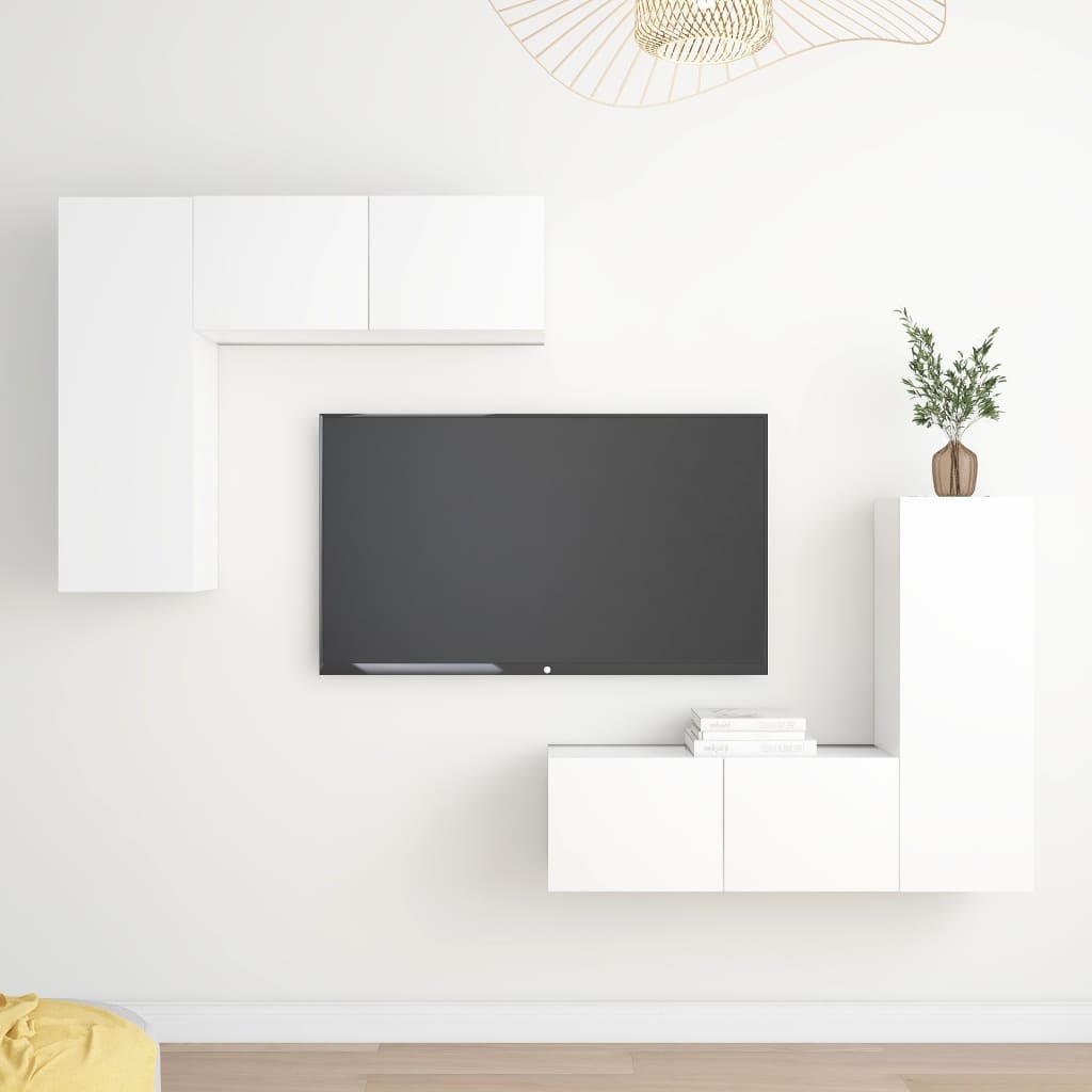 vidaXL 4-Piece TV Cabinet Set White Engineered Wood