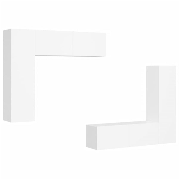 vidaXL 4-Piece TV Cabinet Set White Engineered Wood