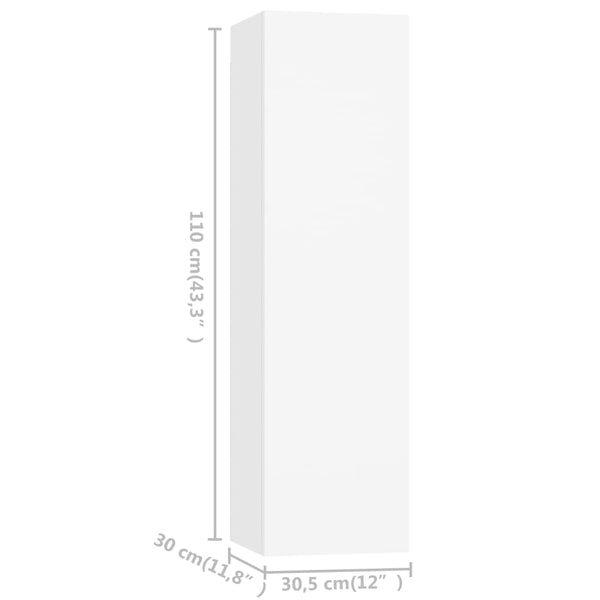 vidaXL 4-Piece TV Cabinet Set White Engineered Wood