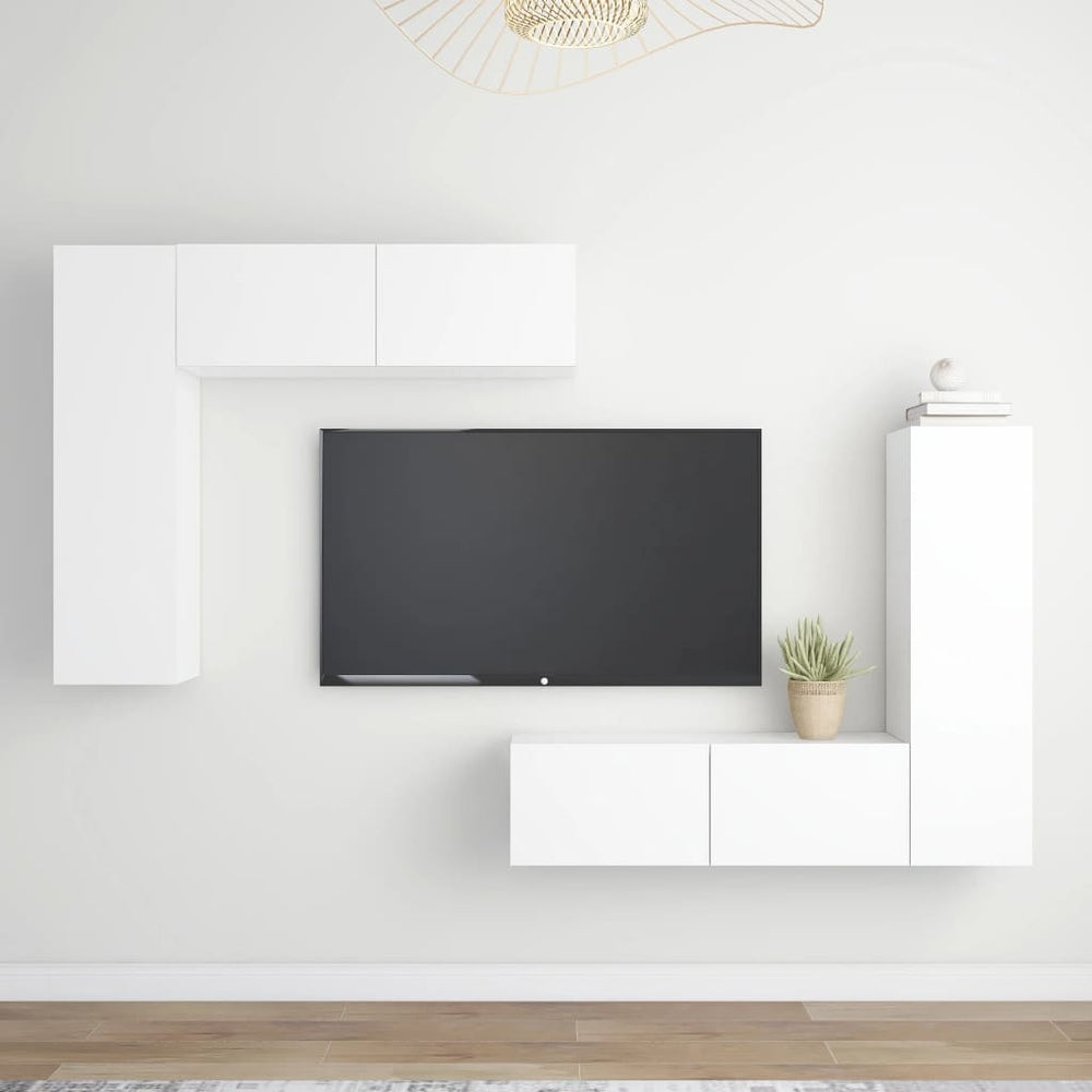 vidaXL 4-Piece TV Cabinet Set White Engineered Wood