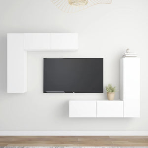 vidaXL 4-Piece TV Cabinet Set White Engineered Wood