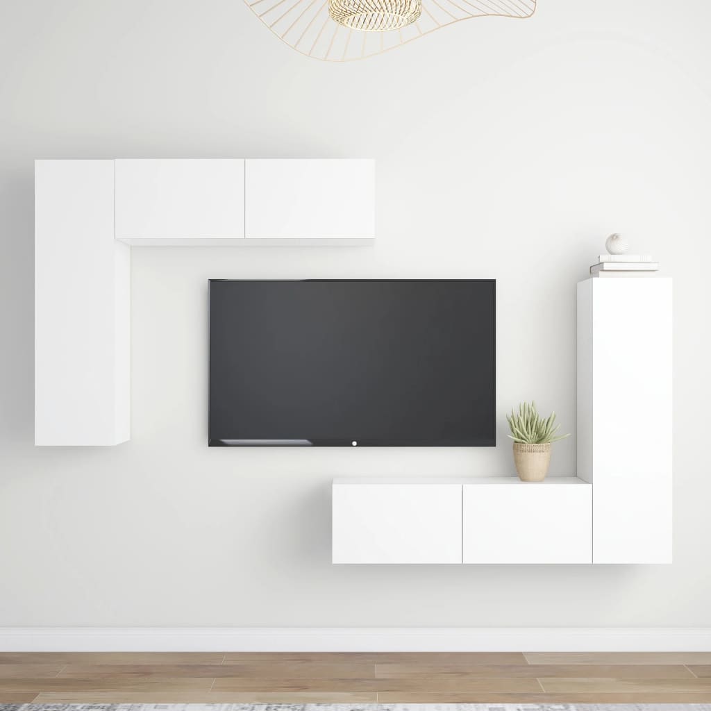 vidaXL 4-Piece TV Cabinet Set White Engineered Wood