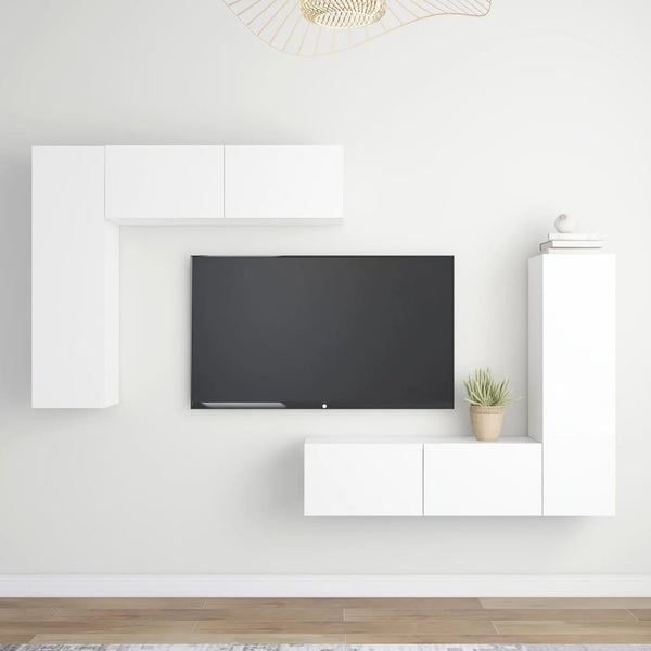 vidaXL 4-Piece TV Cabinet Set White Engineered Wood