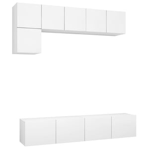 vidaXL 5-Piece TV Cabinet Set White Engineered Wood