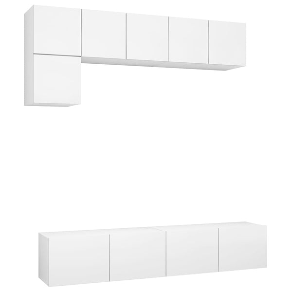 vidaXL 5-Piece TV Cabinet Set White Engineered Wood