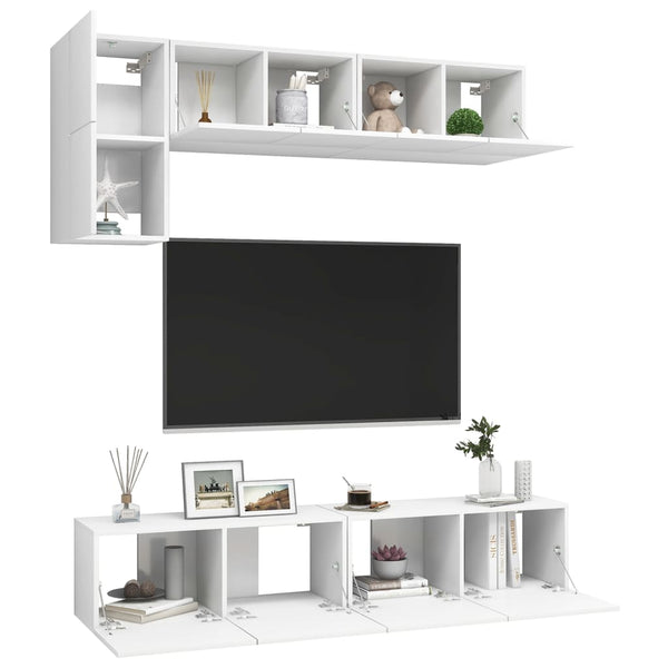 vidaXL 5-Piece TV Cabinet Set White Engineered Wood