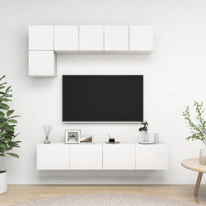 vidaXL 5-Piece TV Cabinet Set White Engineered Wood