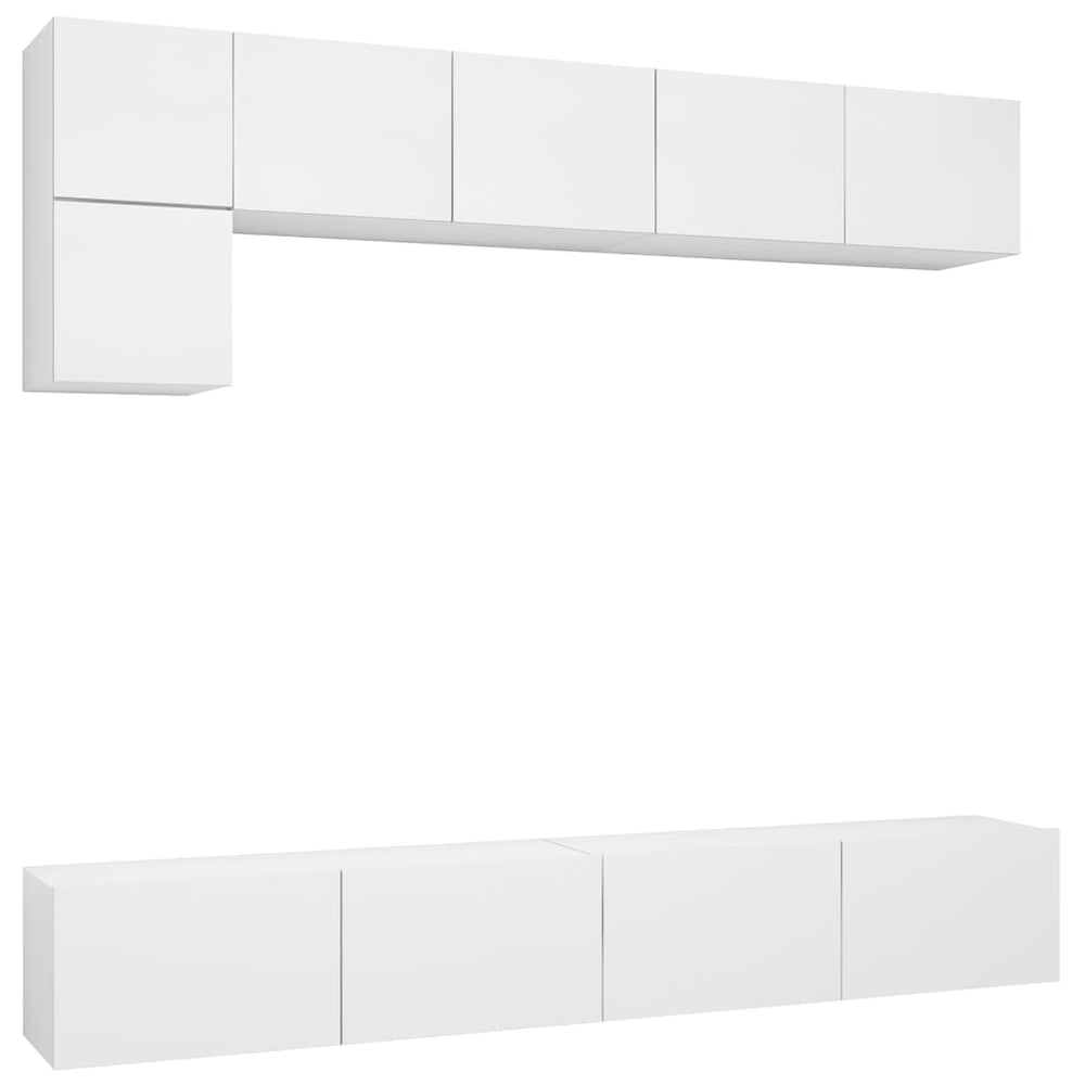 vidaXL 5-Piece TV Cabinet Set White Engineered Wood
