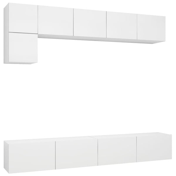 vidaXL 5-Piece TV Cabinet Set White Engineered Wood