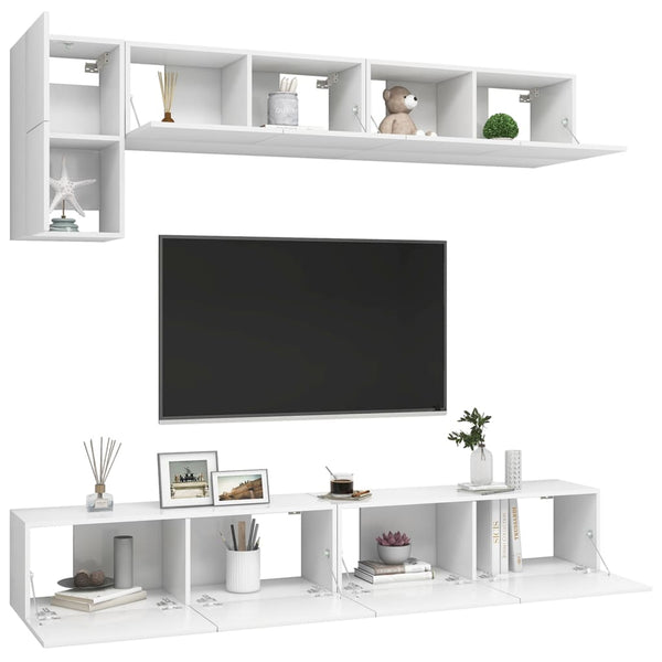 vidaXL 5-Piece TV Cabinet Set White Engineered Wood