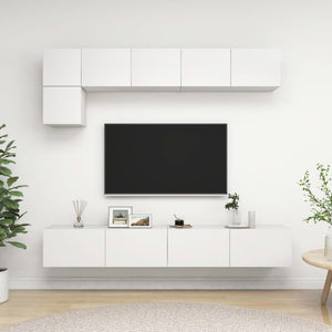 vidaXL 5-Piece TV Cabinet Set White Engineered Wood