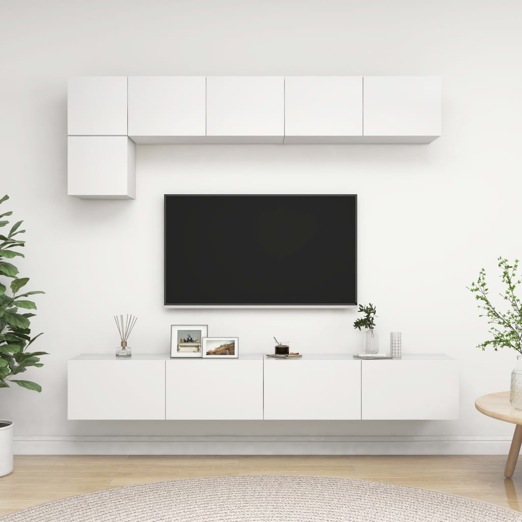 vidaXL 5-Piece TV Cabinet Set White Engineered Wood