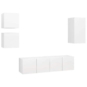 vidaXL 5-Piece TV Cabinet Set White Engineered Wood