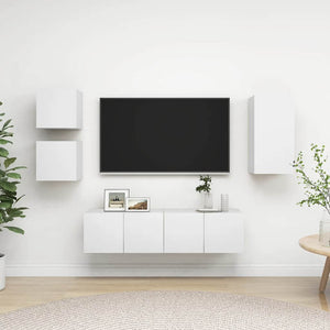vidaXL 5-Piece TV Cabinet Set White Engineered Wood