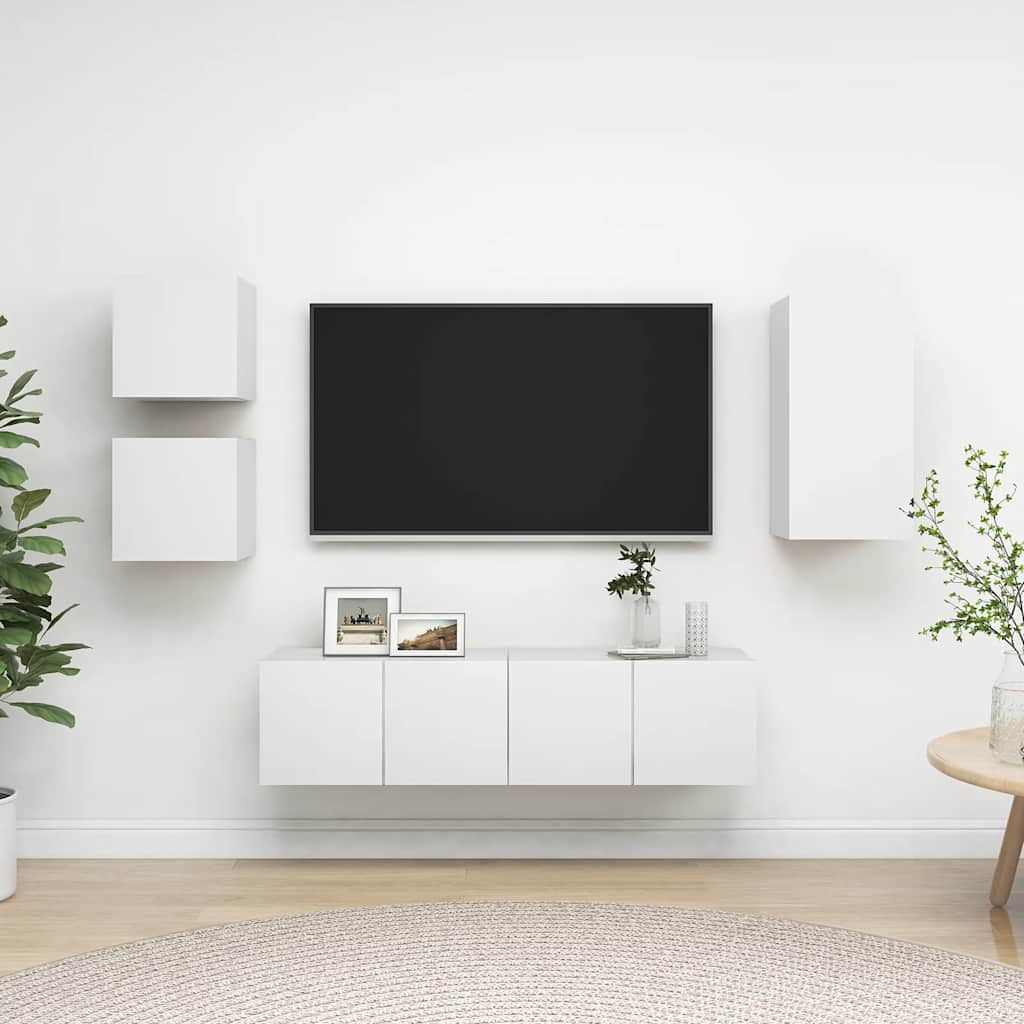 vidaXL 5-Piece TV Cabinet Set White Engineered Wood