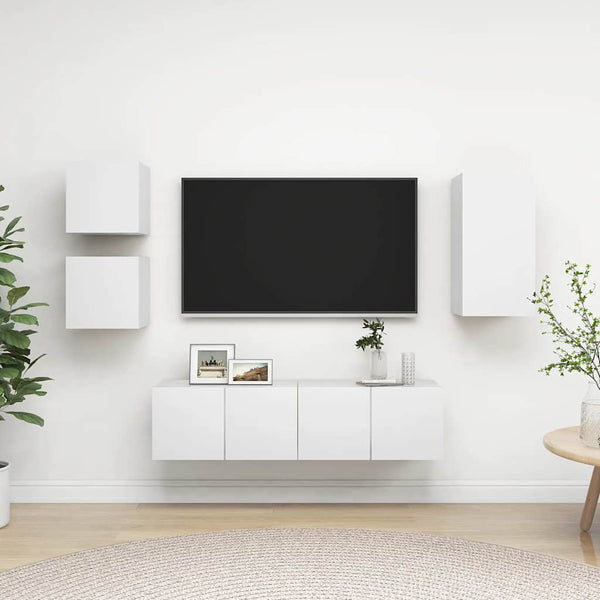 vidaXL 5-Piece TV Cabinet Set White Engineered Wood