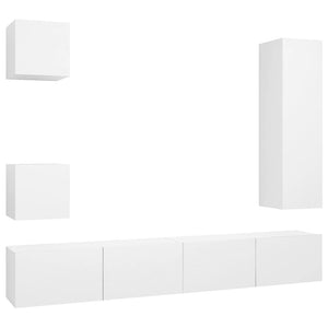 vidaXL 5-Piece TV Cabinet Set White Engineered Wood