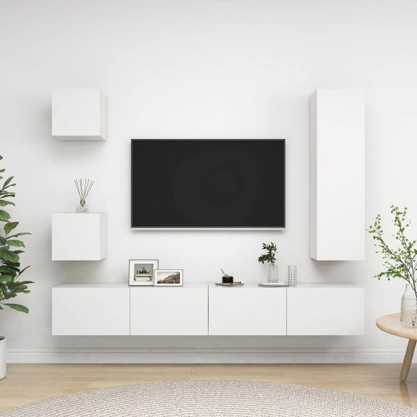vidaXL 5-Piece TV Cabinet Set White Engineered Wood