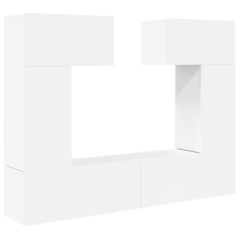 vidaXL 6-Piece TV Cabinet Set White Engineered Wood