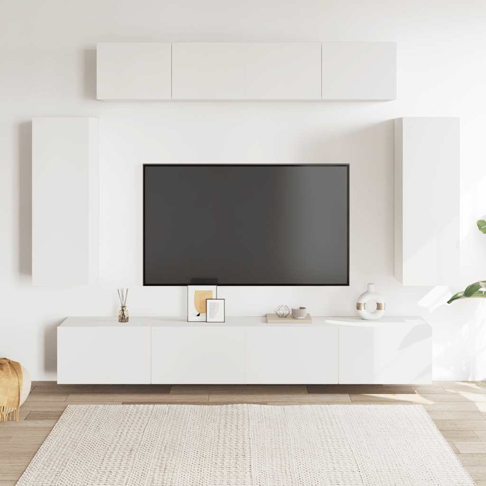 vidaXL 6-Piece TV Cabinet Set White Engineered Wood