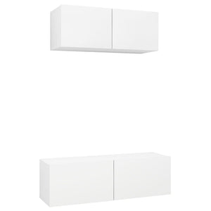 vidaXL 2-Piece TV Cabinet Set White Engineered Wood