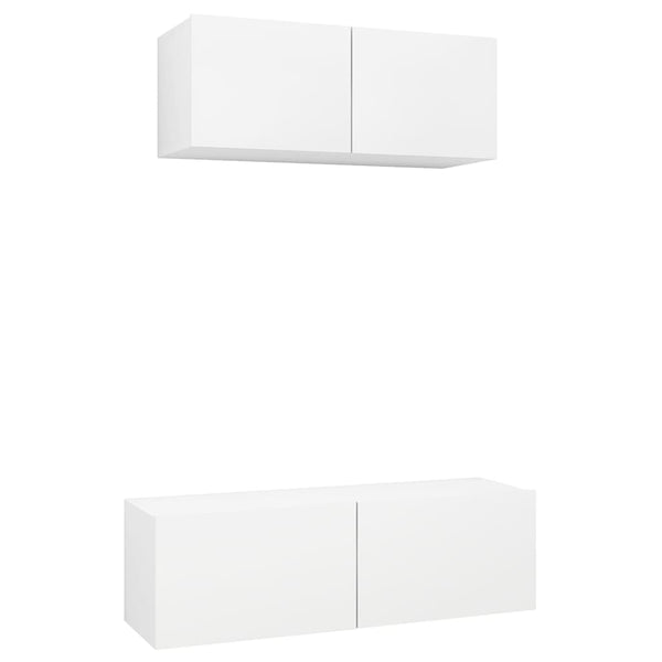 vidaXL 2-Piece TV Cabinet Set White Engineered Wood