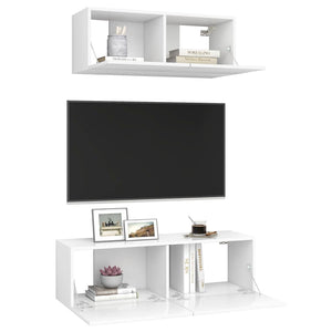 vidaXL 2-Piece TV Cabinet Set White Engineered Wood