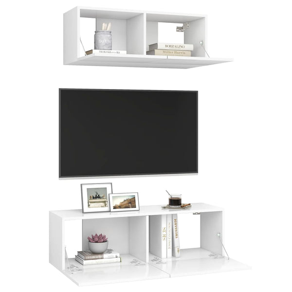 vidaXL 2-Piece TV Cabinet Set White Engineered Wood