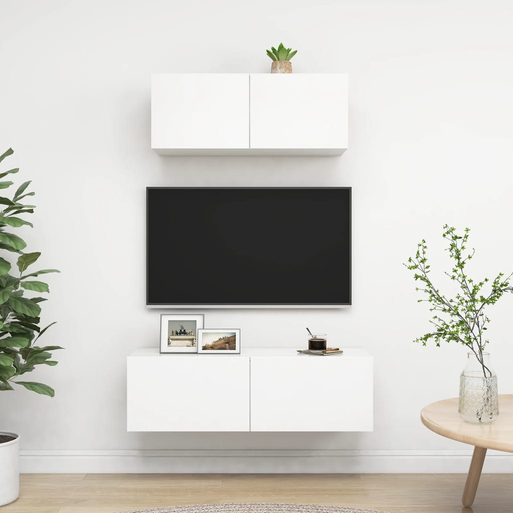 vidaXL 2-Piece TV Cabinet Set White Engineered Wood
