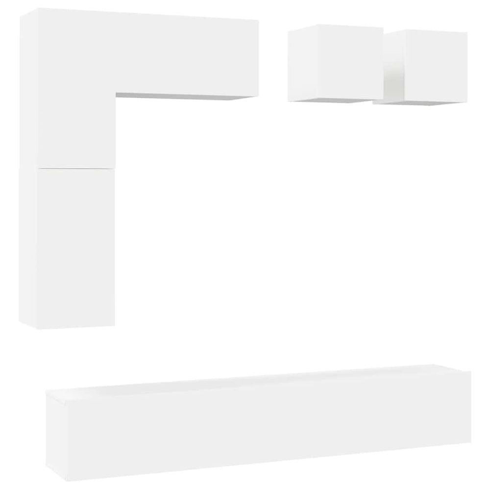 vidaXL 8-Piece TV Cabinet Set White Engineered Wood