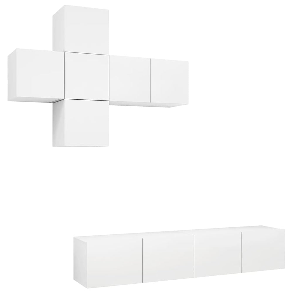 vidaXL 7-Piece TV Cabinet Set White Engineered Wood