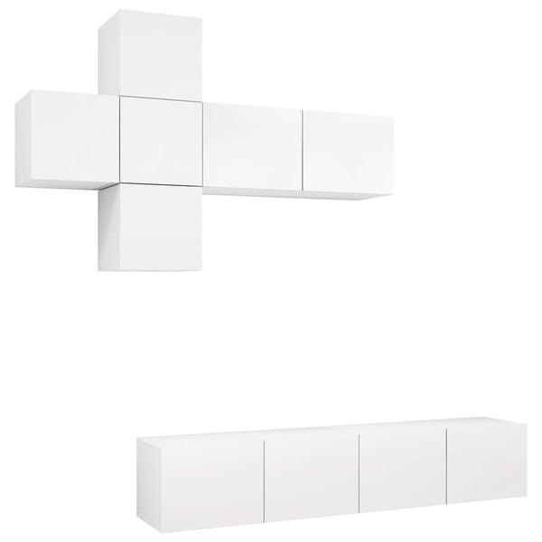 vidaXL 7-Piece TV Cabinet Set White Engineered Wood