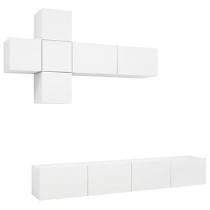 vidaXL 7-Piece TV Cabinet Set White Engineered Wood