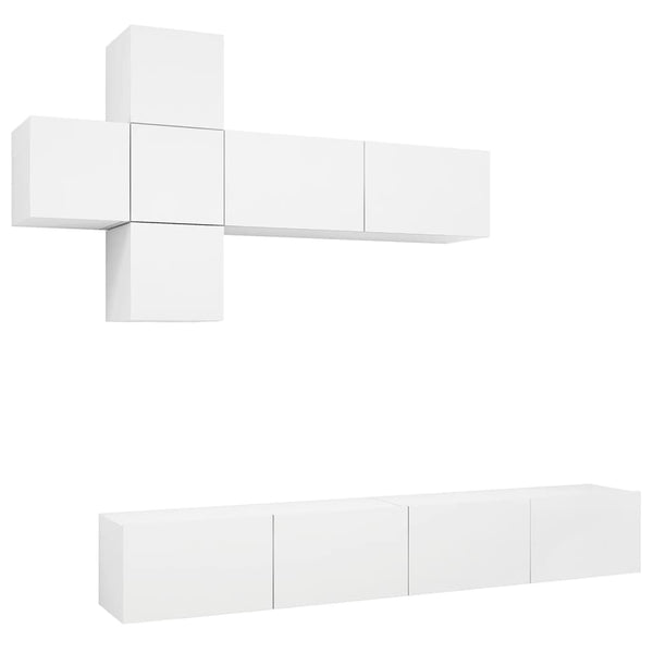 vidaXL 7-Piece TV Cabinet Set White Engineered Wood