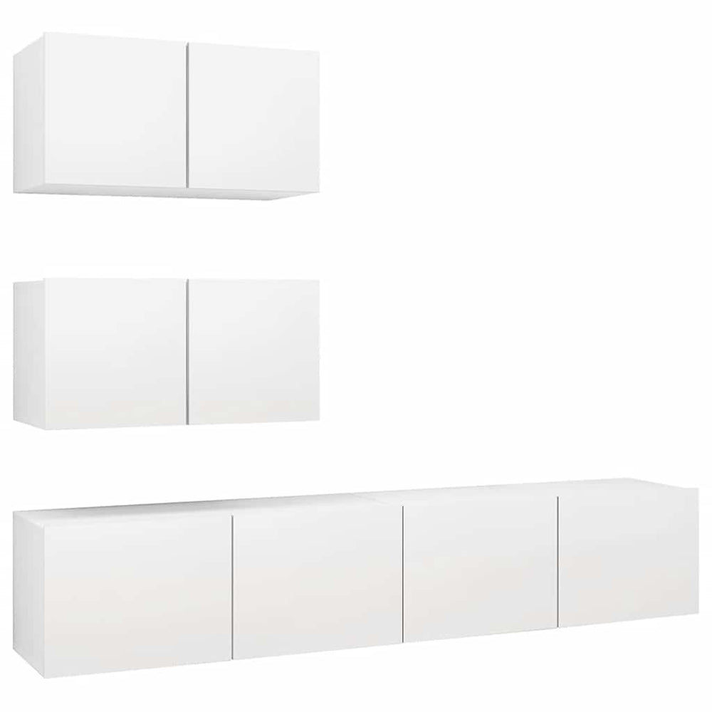 vidaXL 4-Piece TV Cabinet Set White Engineered Wood
