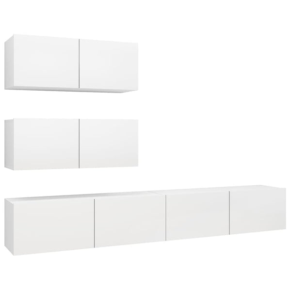 vidaXL 4-Piece TV Cabinet Set White Engineered Wood