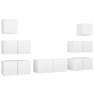 vidaXL 7-Piece TV Cabinet Set White Engineered Wood