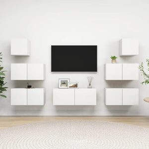 vidaXL 7-Piece TV Cabinet Set White Engineered Wood