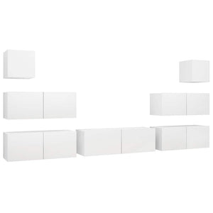 vidaXL 7-Piece TV Cabinet Set White Engineered Wood