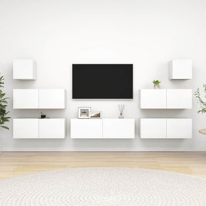 vidaXL 7-Piece TV Cabinet Set White Engineered Wood