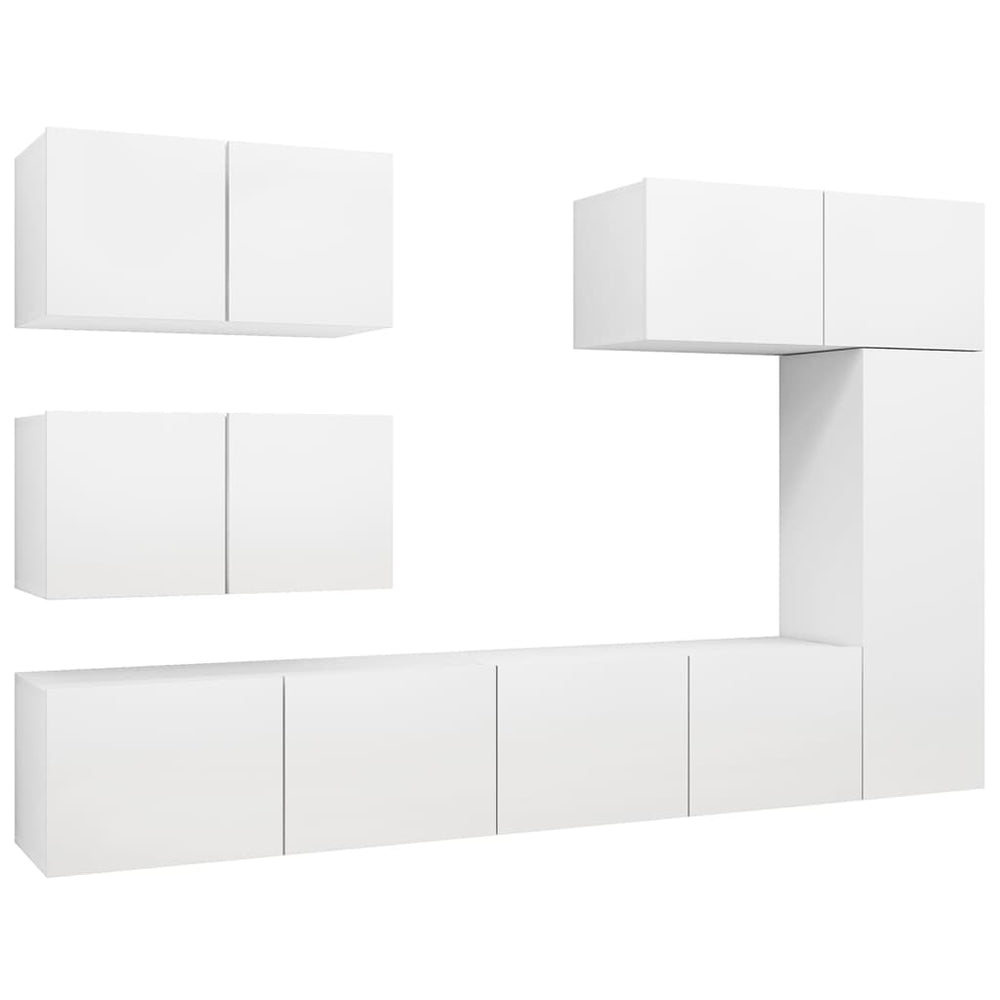 vidaXL 6-Piece TV Cabinet Set White Engineered Wood