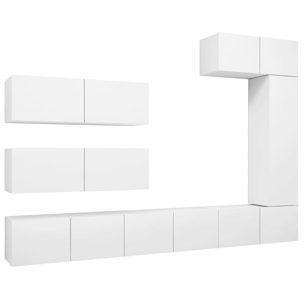 vidaXL 7-Piece TV Cabinet Set White Engineered Wood