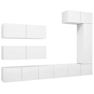 vidaXL 7-Piece TV Cabinet Set White Engineered Wood