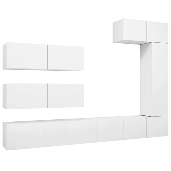 vidaXL 7-Piece TV Cabinet Set White Engineered Wood