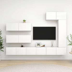 vidaXL 7-Piece TV Cabinet Set White Engineered Wood