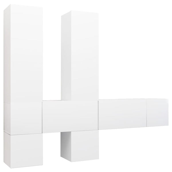vidaXL 7-Piece TV Cabinet Set White Engineered Wood