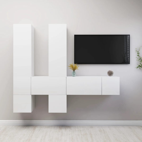vidaXL 7-Piece TV Cabinet Set White Engineered Wood