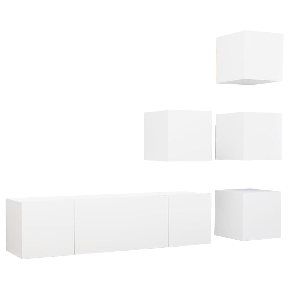 vidaXL 6-Piece TV Cabinet Set White Engineered Wood