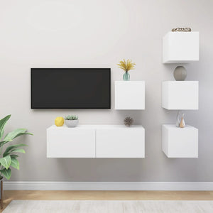 vidaXL 5-Piece TV Cabinet Set White Engineered Wood
